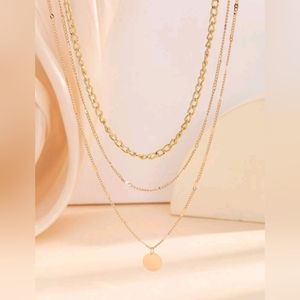 Disc charm layered necklace